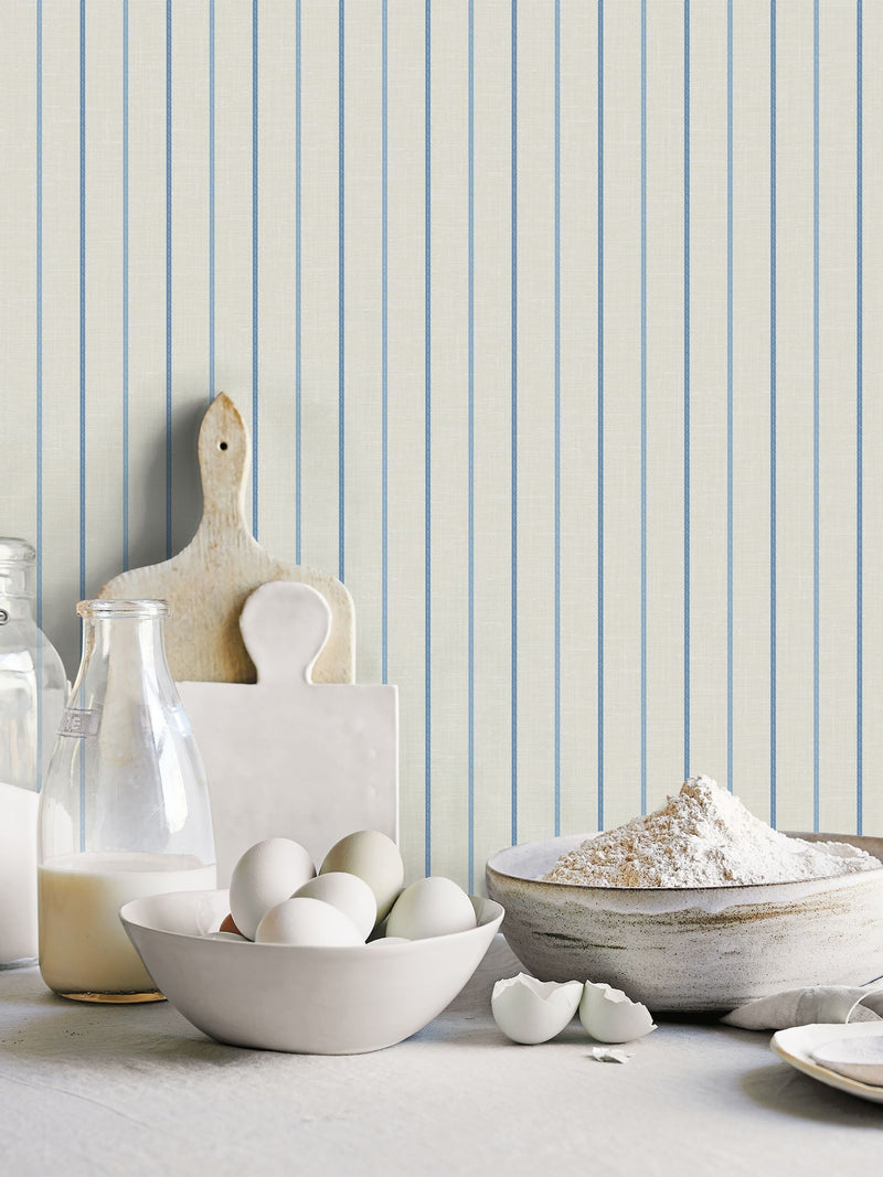 Galerie Blue French Country Stripe A4 Wallpaper Sample