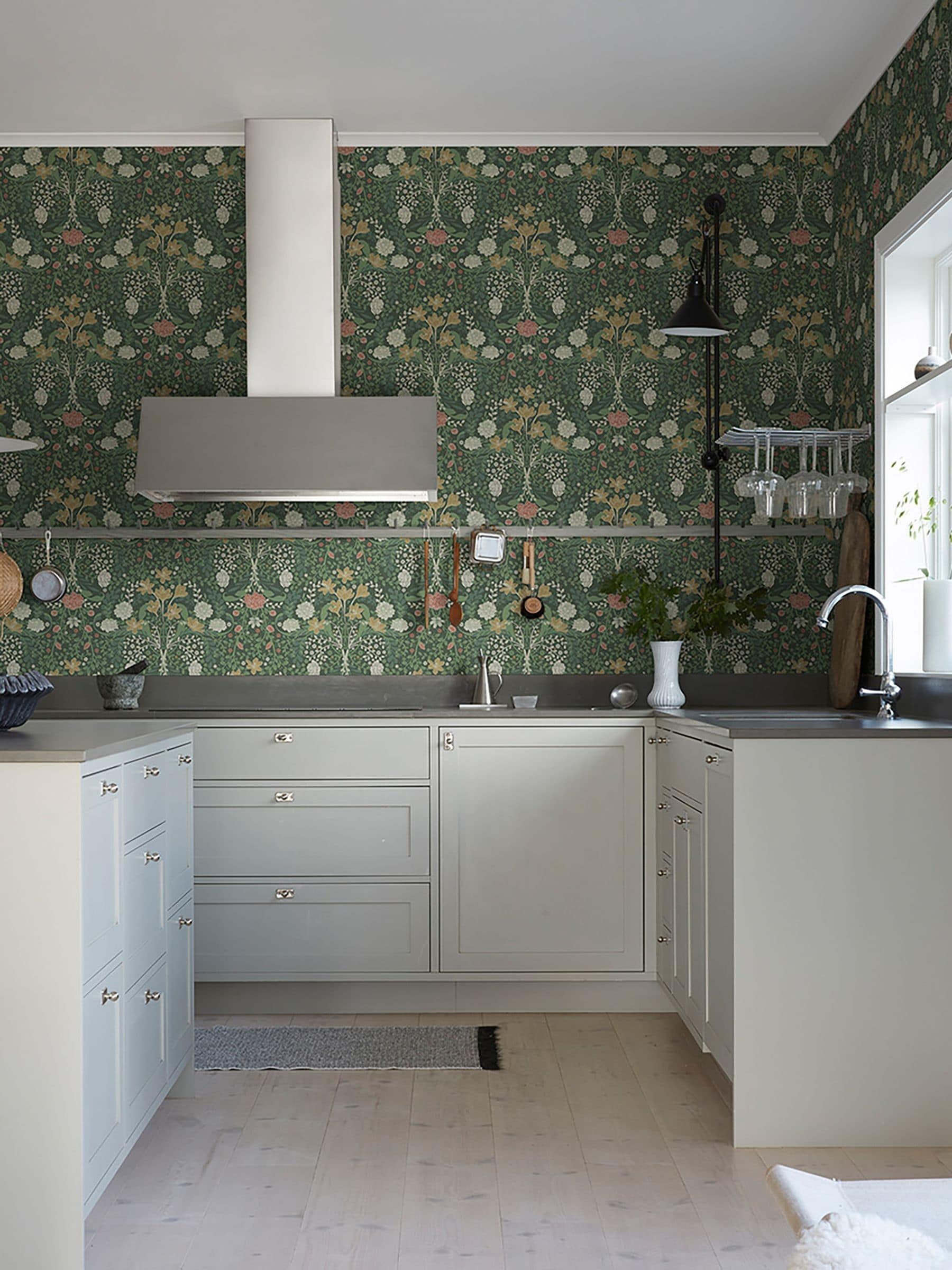 Galerie Green Sommarang 2 Floral Print A4 Wallpaper Sample