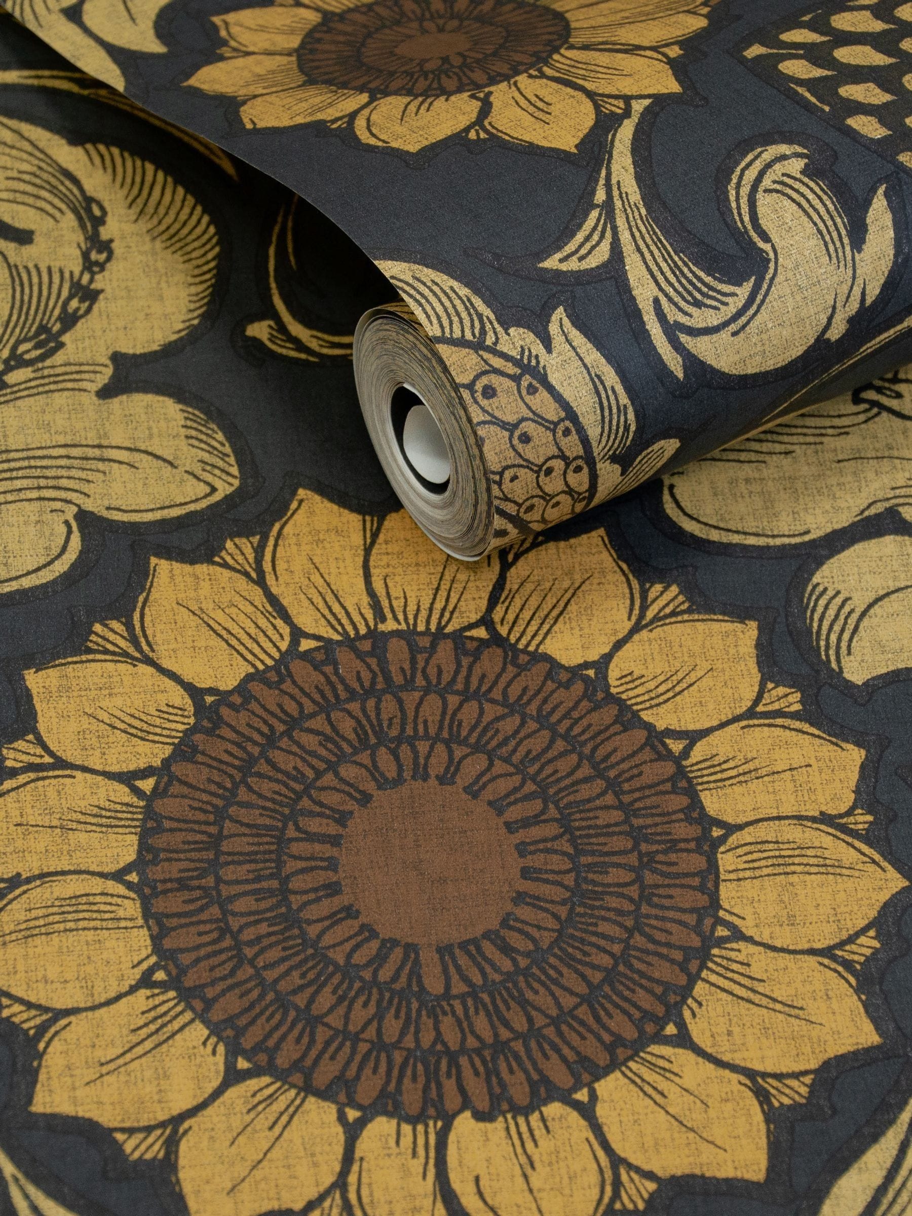 Laurence Llewelyn-Bowen Sunnyside Up yellow floral wallpaper sample - British product