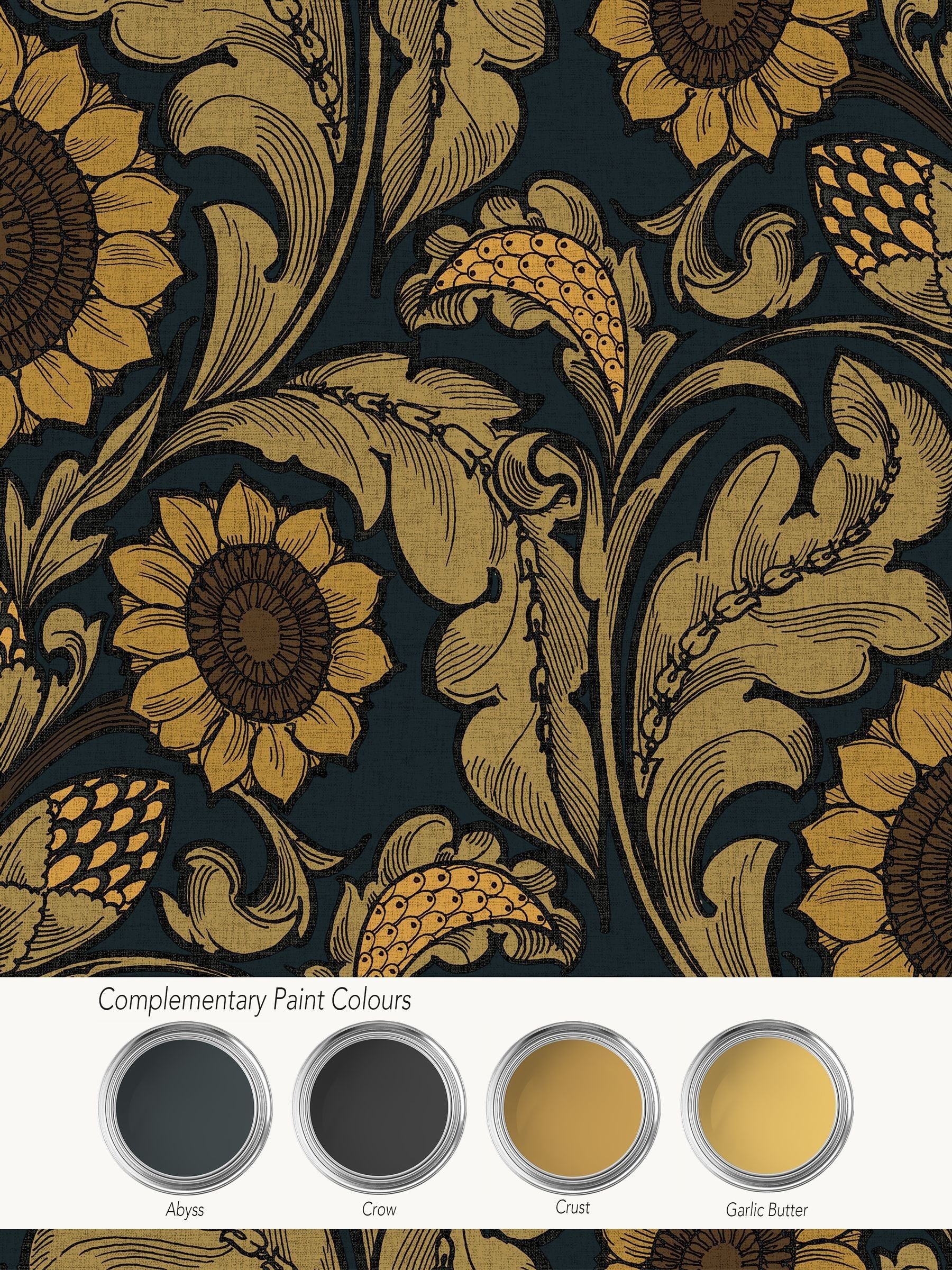 Laurence Llewelyn-Bowen Sunnyside Up yellow floral wallpaper sample - British product