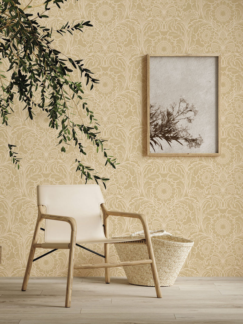 Laurence Llewelyn-Bowen wallpaper sample yellow floral print A4 - British product