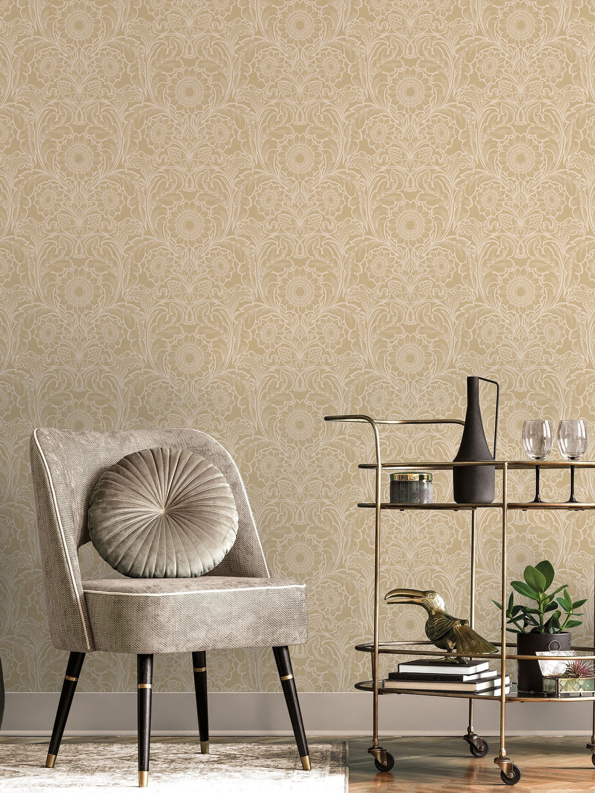 Laurence Llewelyn-Bowen wallpaper sample yellow floral print A4 - British product