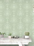 Galerie Green French Country Damask A4 Wallpaper Sample