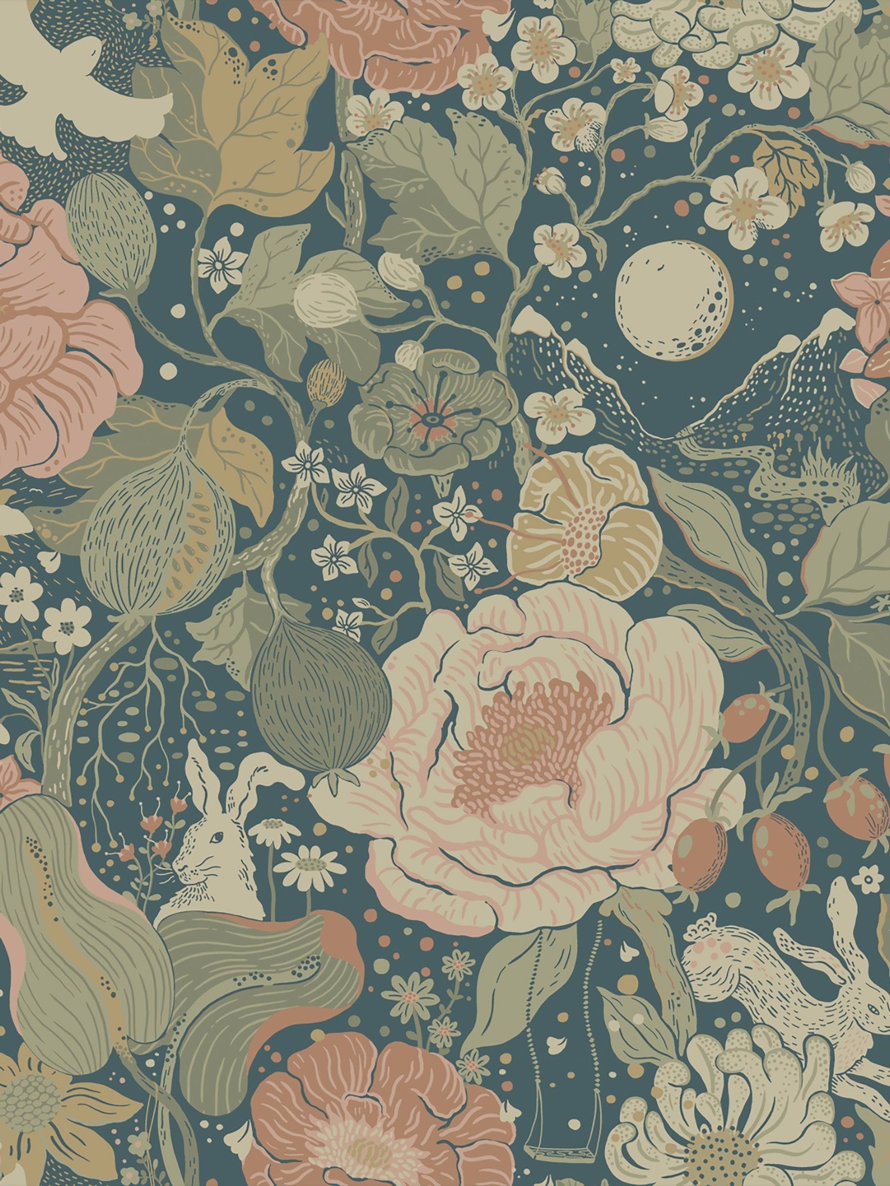 Galerie Pink Sommarang floral print A4 wallpaper sample - British product