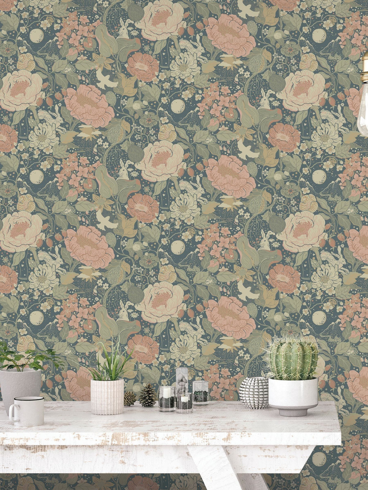 Galerie Pink Sommarang floral print A4 wallpaper sample - British product