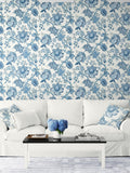 Galerie Blue French Country floral print wallpaper sample A4, UK version
