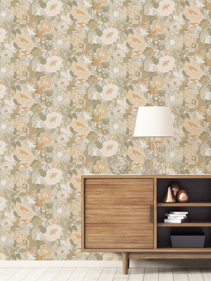 Galerie Green Sommarang 2 Floral Print A4 Wallpaper Sample