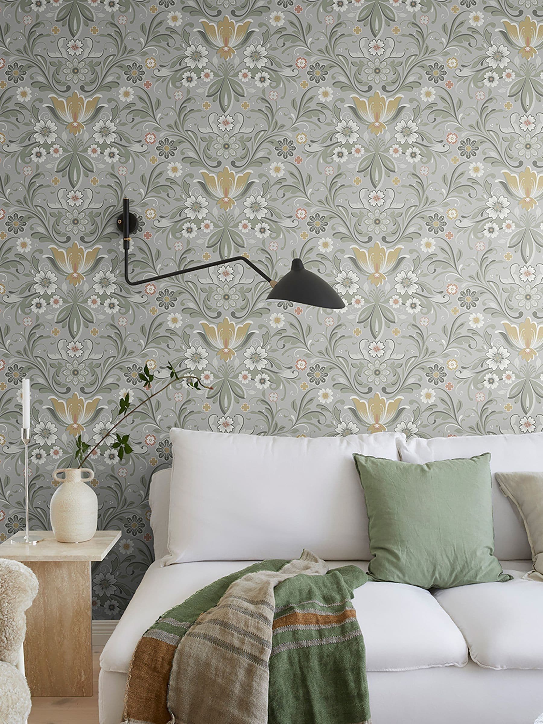 Galerie floral wallpaper sample green A4 - British product