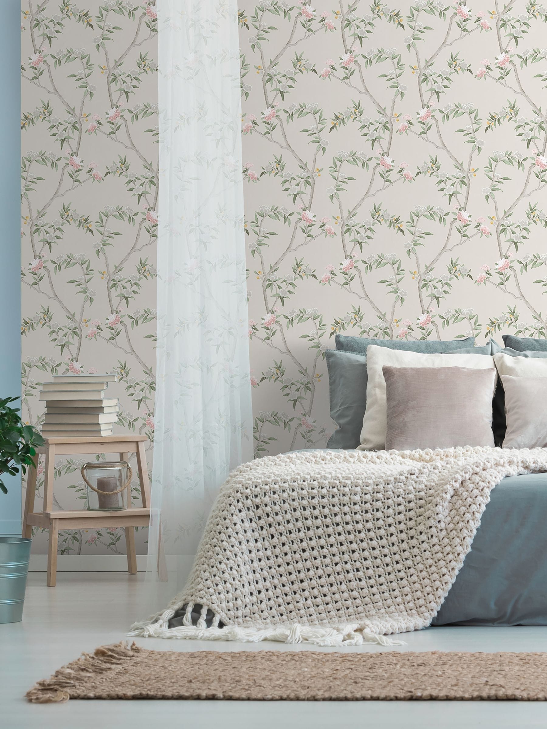 Galerie spring blossom chinoiserie wallpaper sample A4 (British brand)