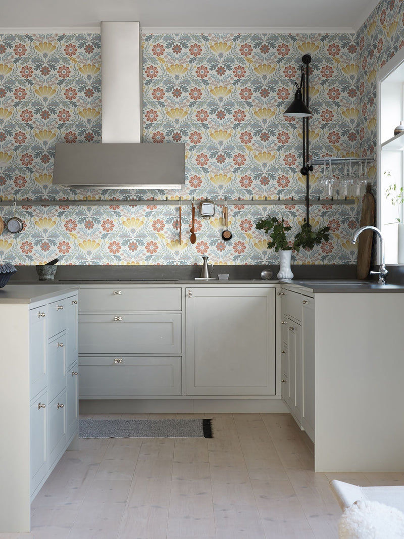 Galerie Green Sommarang 2 Floral Print Wallpaper Sample A4