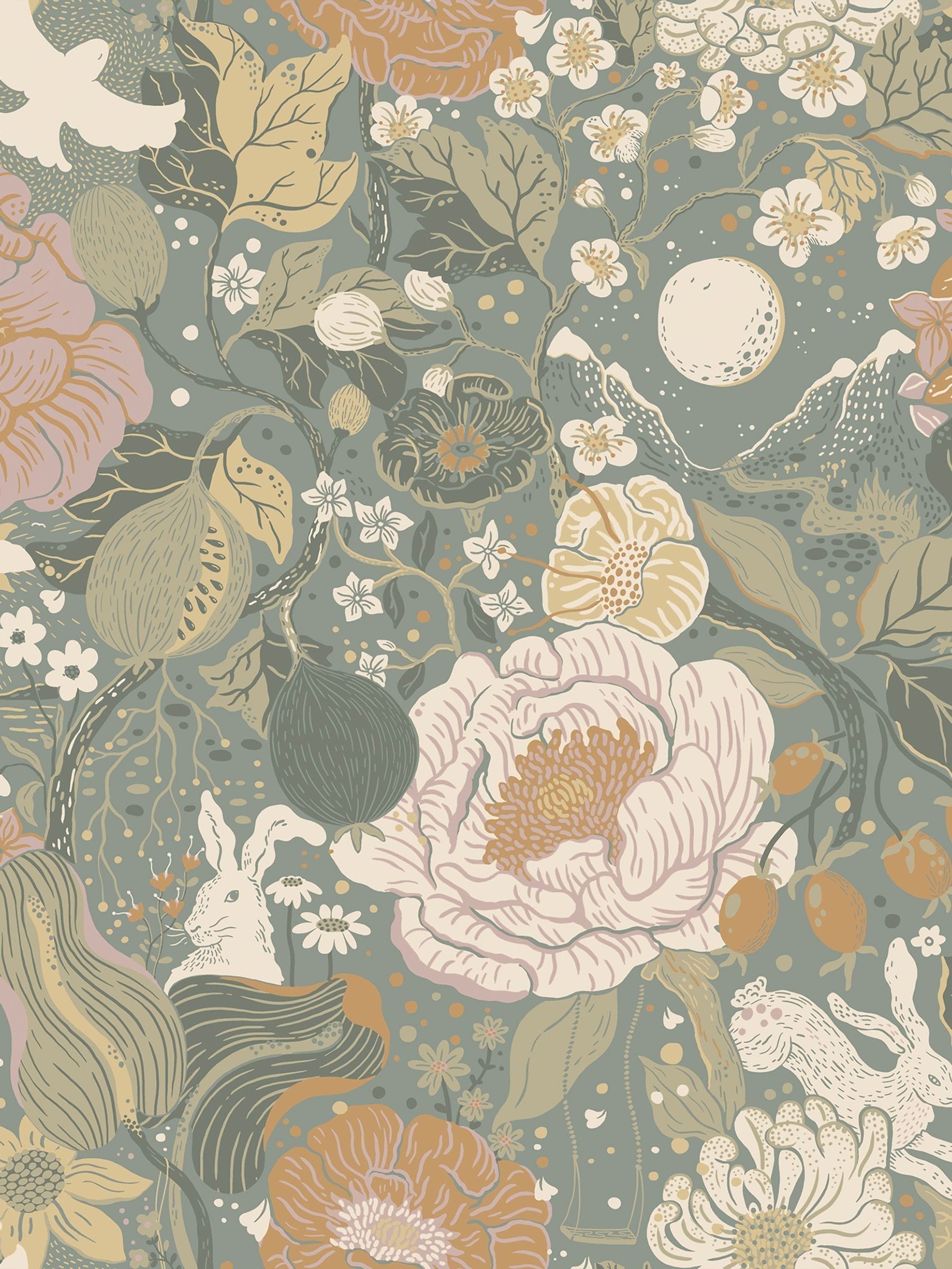 Galerie Pink Sommarang floral wallpaper sample A4 - British product
