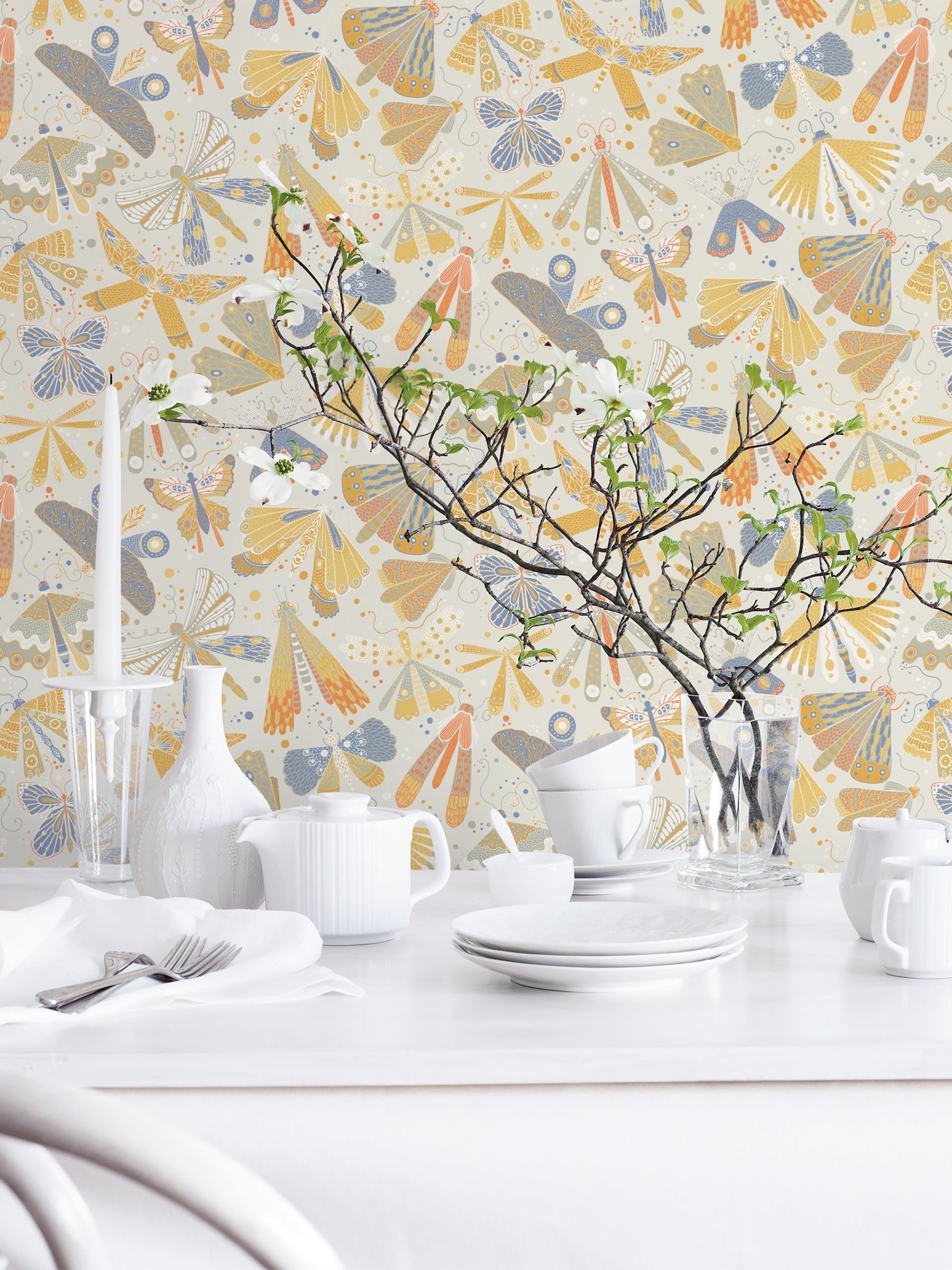 Galerie yellow Sommarang butterfly wallpaper sample A4, UK version