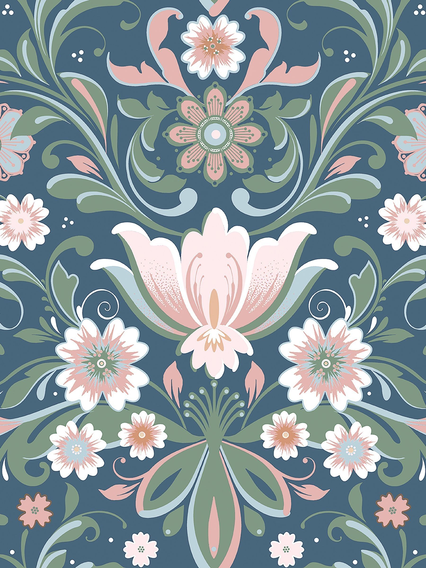 Galerie Pink Sommarang floral wallpaper sample A4 - British product