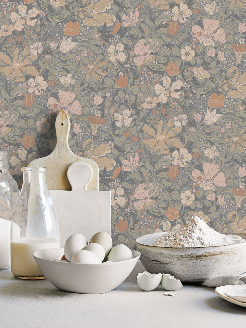 Galerie Pink Sommarang 2 Floral Print A4 Wallpaper Sample
