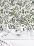 Galerie Black French Country Toile A4 Wallpaper Sample