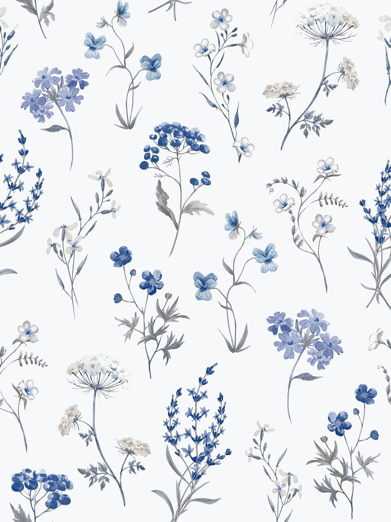 Galerie wallpaper sample Blue Spring Blossom A4, UK version
