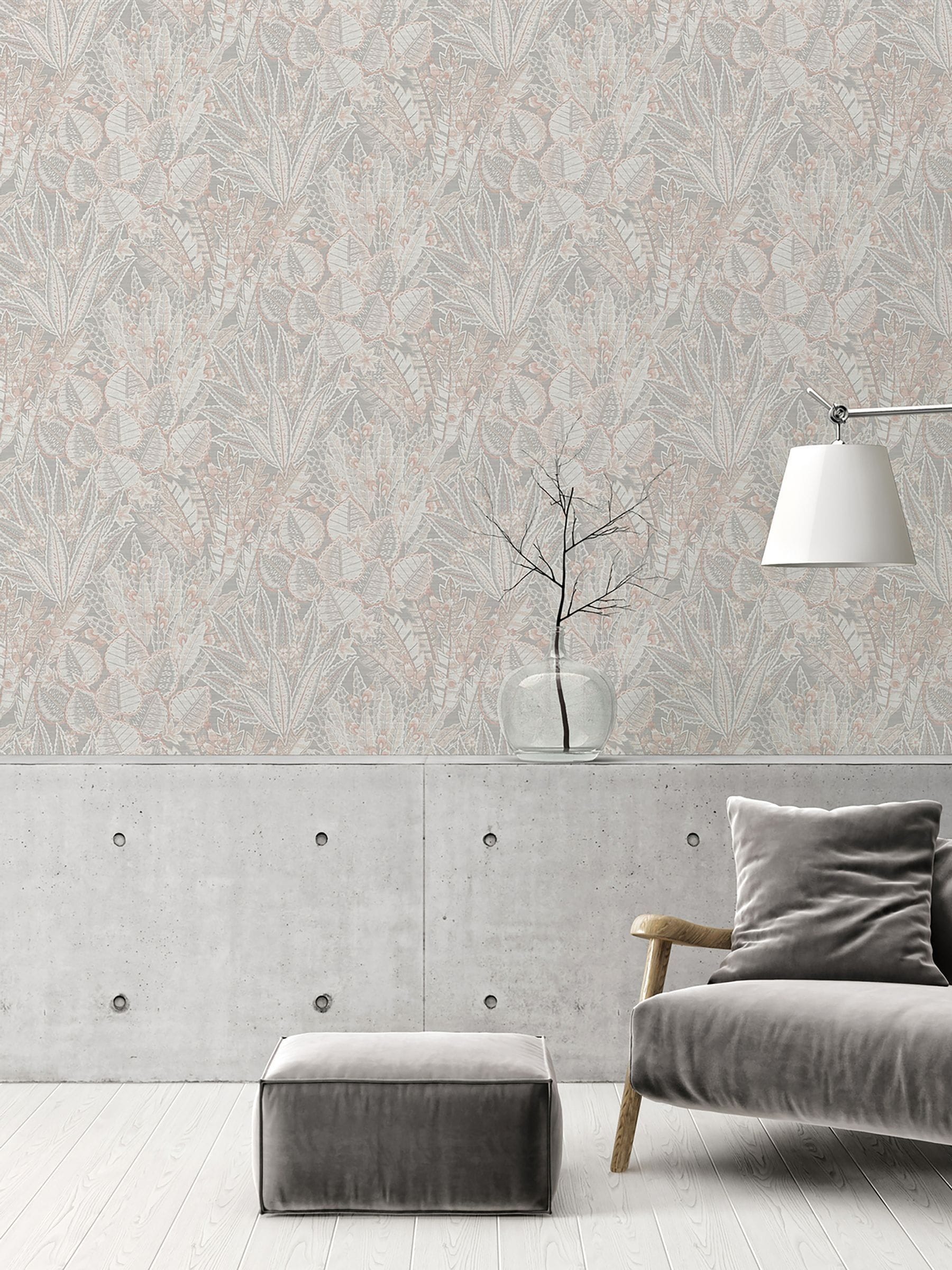 Galerie Beige Welcome Home Floral Print A4 Wallpaper Sample
