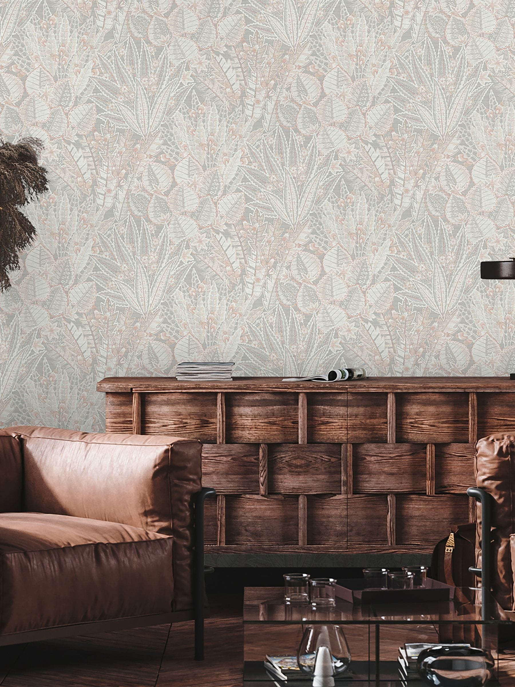 Galerie Beige Welcome Home Floral Print A4 Wallpaper Sample