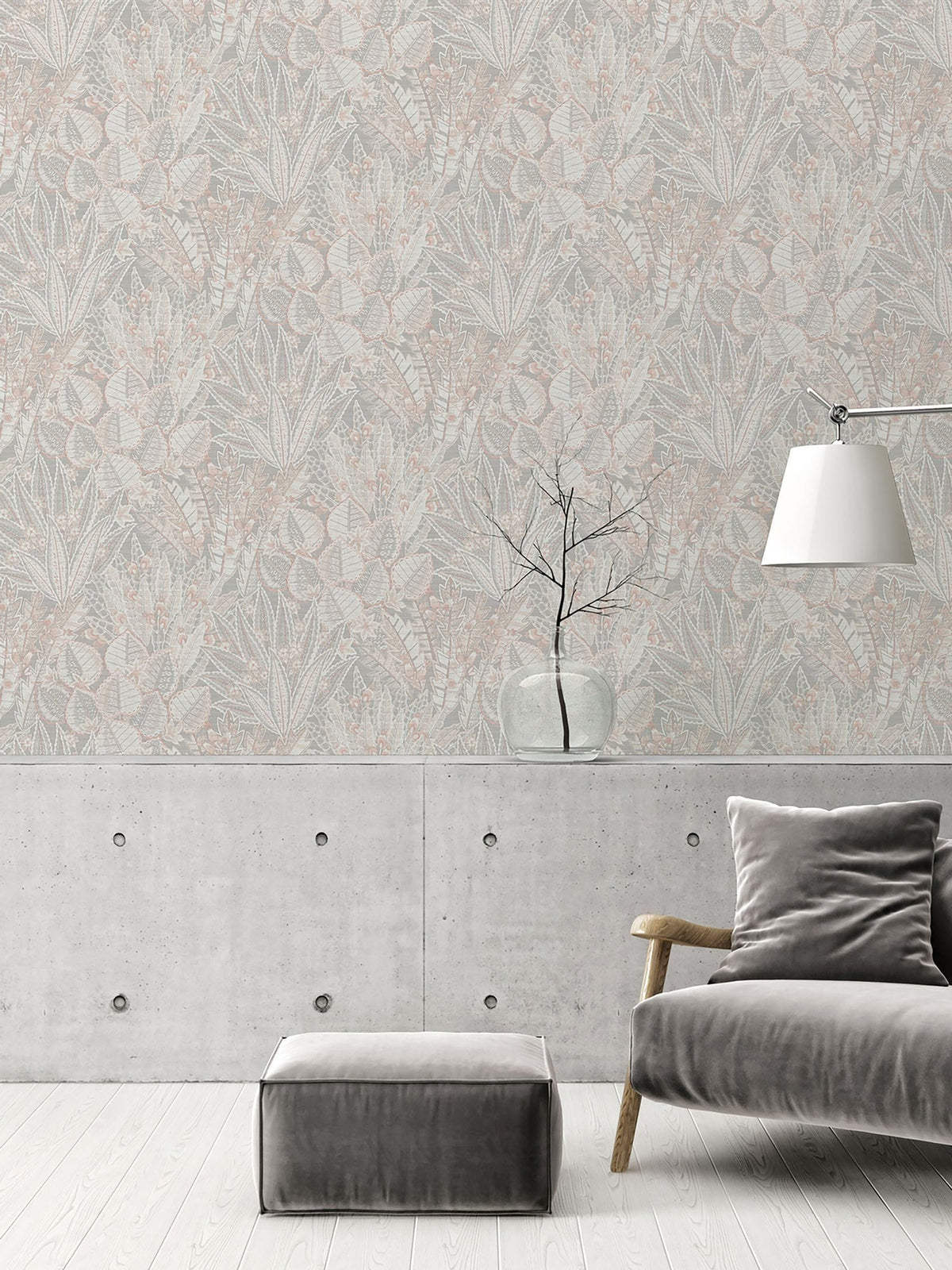 Galerie Beige Welcome Home Floral Print A4 Wallpaper Sample