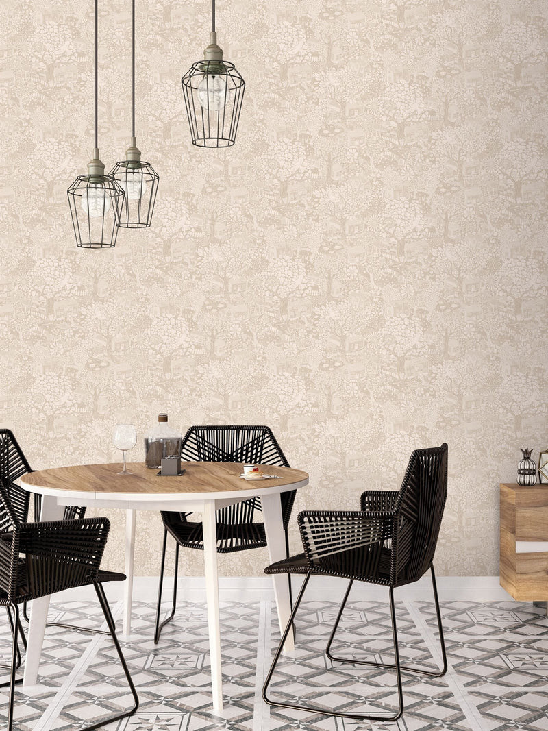 Galerie wallpaper sample Beige Sommarang 2 Woodland A4, imported from the UK