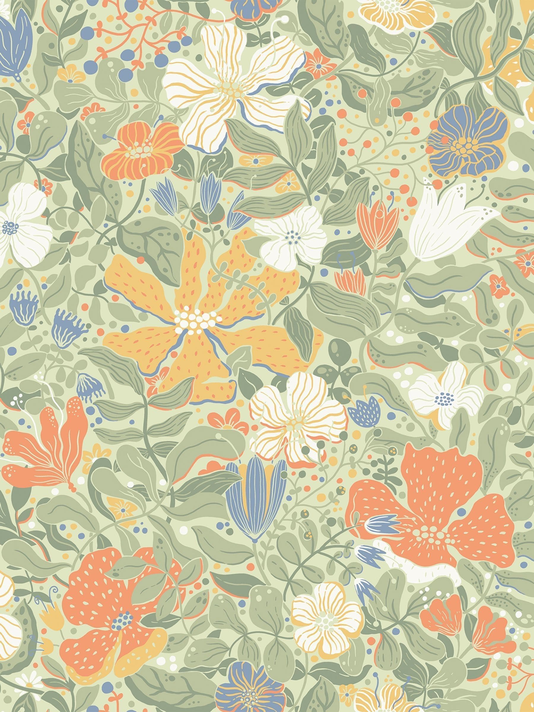 Galerie Green Sommarang Floral Print wallpaper sample A4 - British product