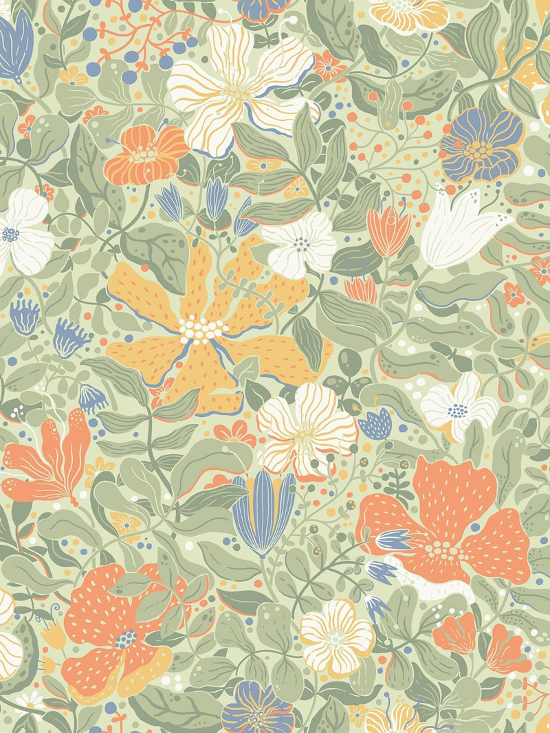 Galerie Green Sommarang Floral Print wallpaper sample A4 - British product