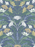 Galerie Blue Sommarang floral print wallpaper sample A4, imported from the UK