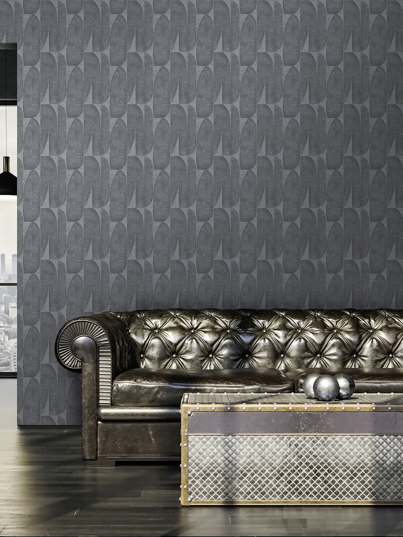 Galerie wallpaper sample Black Tree Leaf A4, imported from the UK