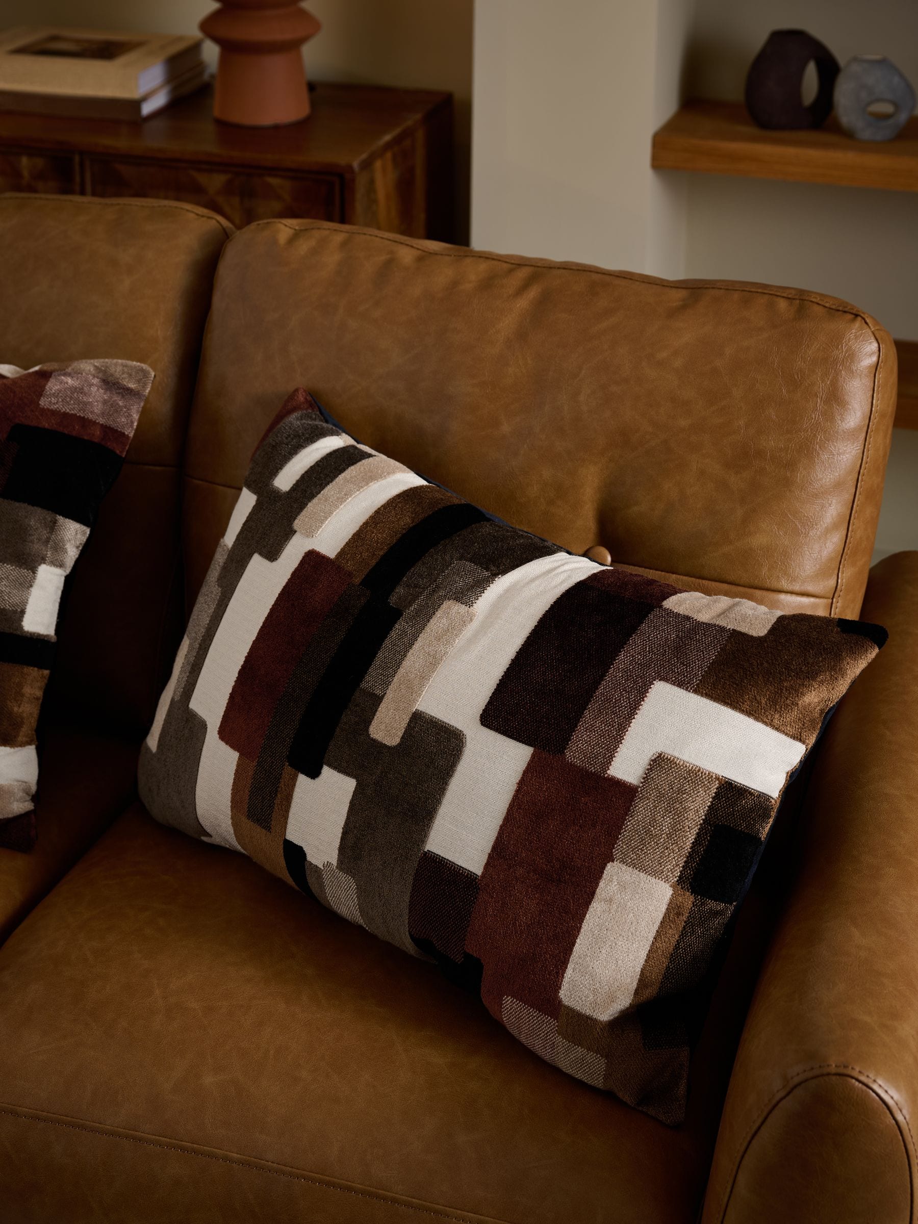 Orson Cut Velvet Cushion Black/White 43 x 43cm