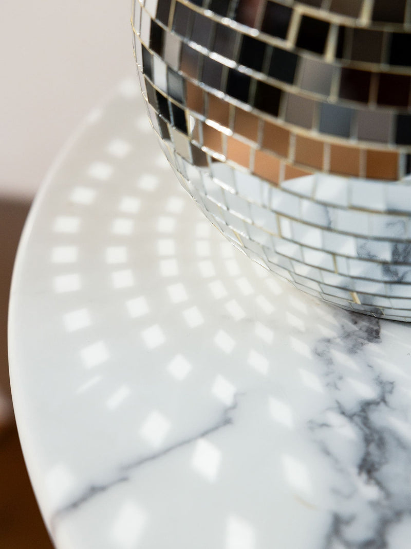 Rockett St George silver disco ball table lamp, imported from the UK