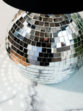 Rockett St George silver disco ball table lamp, imported from the UK