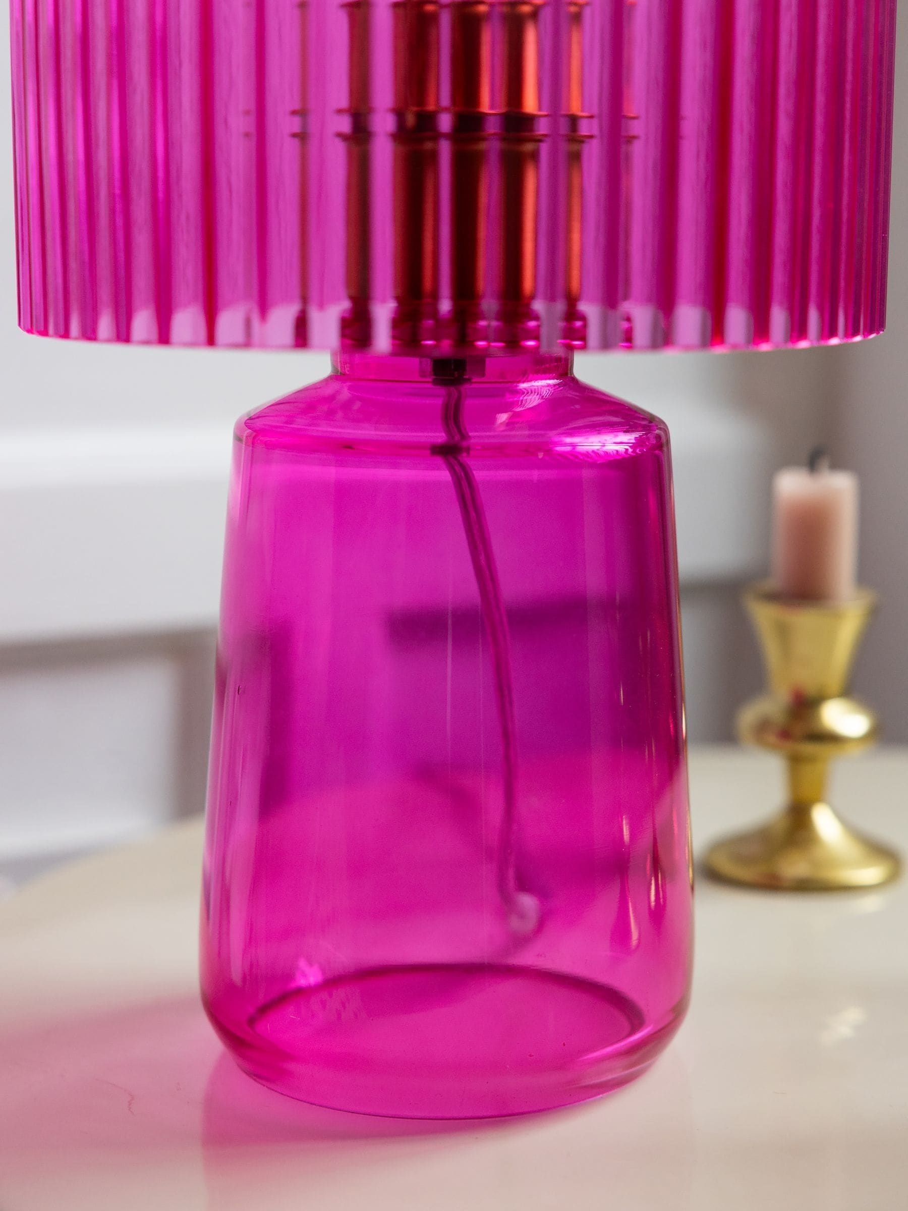 Rockett St George hot pink glass table lamp, UK version