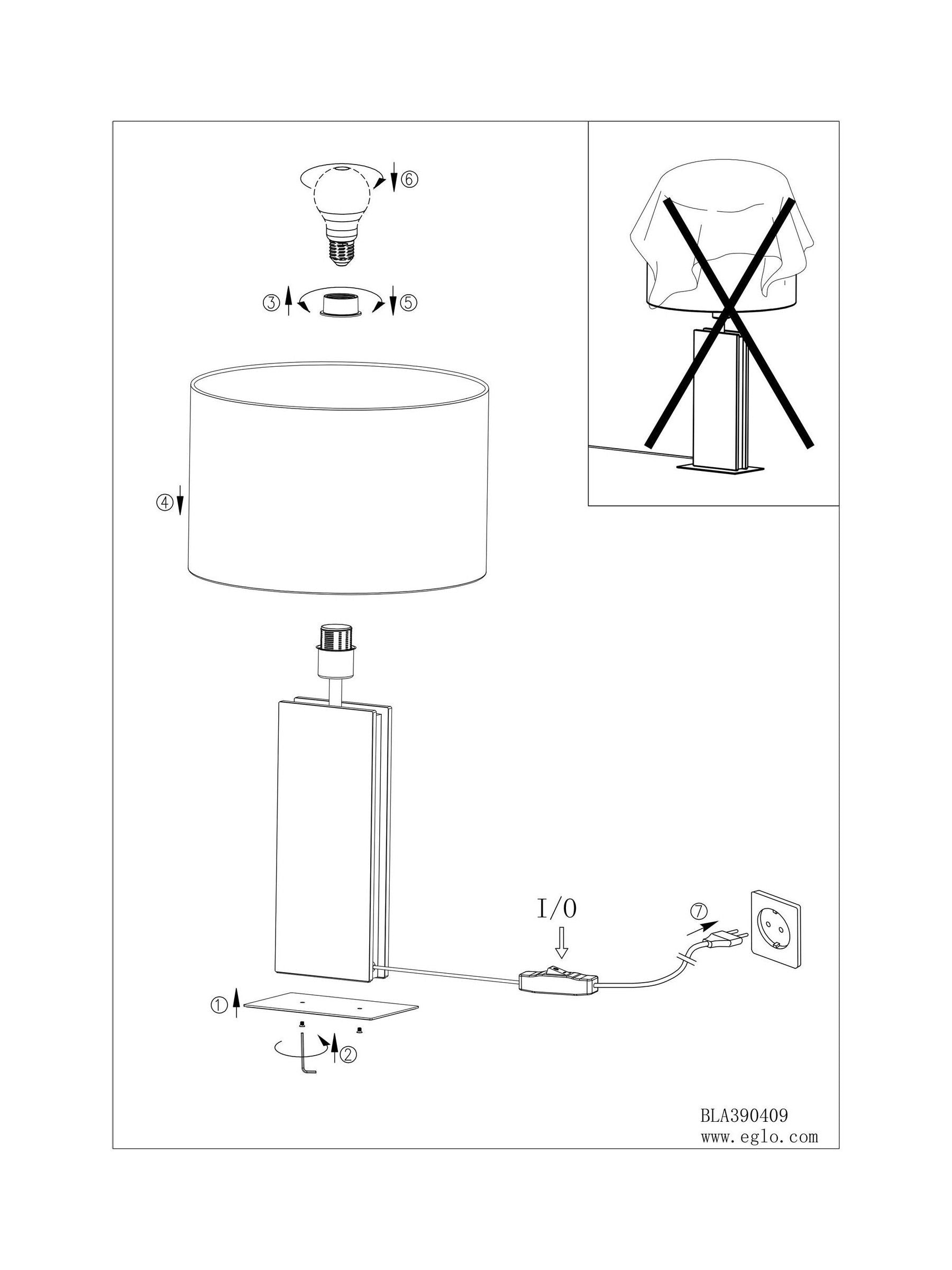 Eglo Belesar table lamp with stone and steel base, imported from the UK
