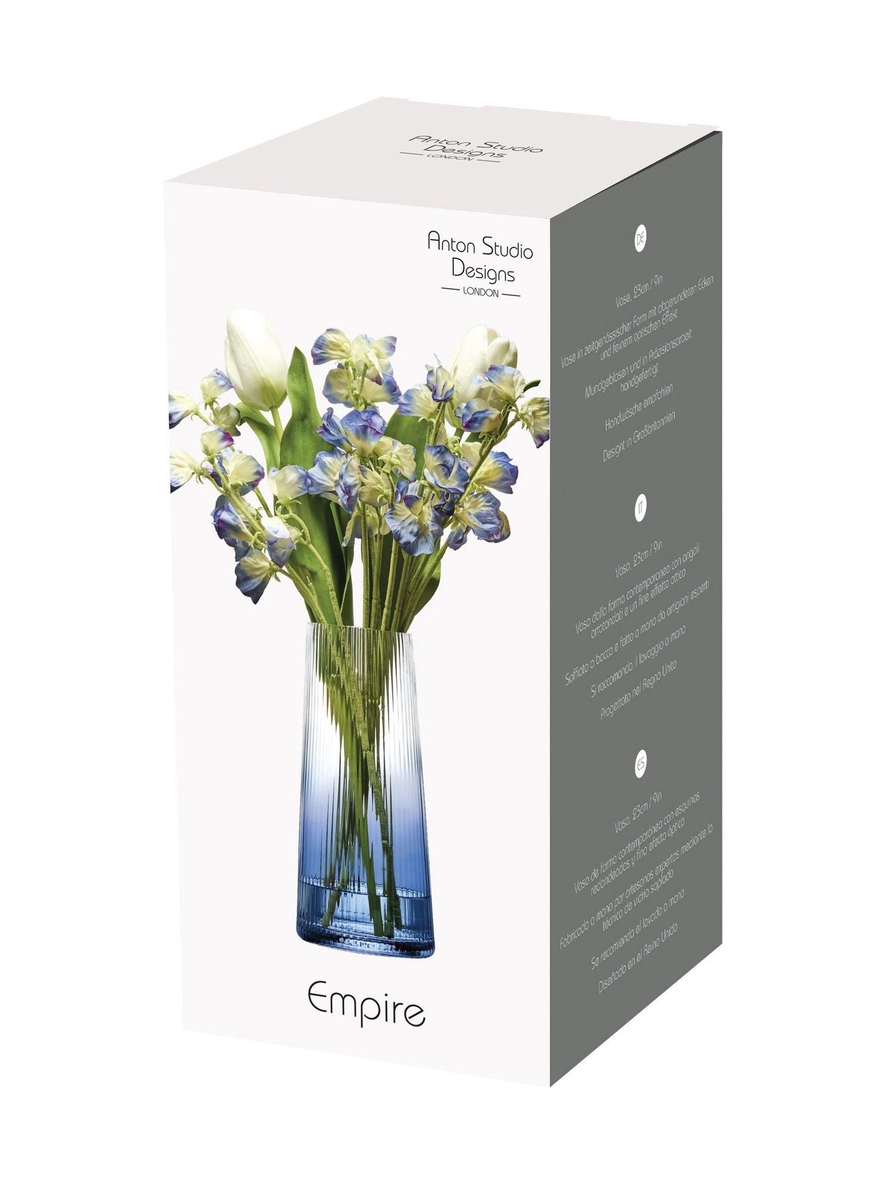 Anton Studio Designs blue ombré small empire vase, imported from the UK