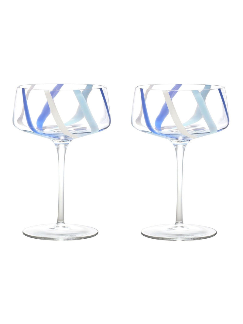 Set of 2 Azure Champagne Saucers with 300 ml Capacity