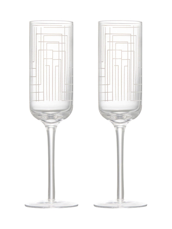 Anton Studio Designs Set of 2 Clear Maze Champagne Flutes