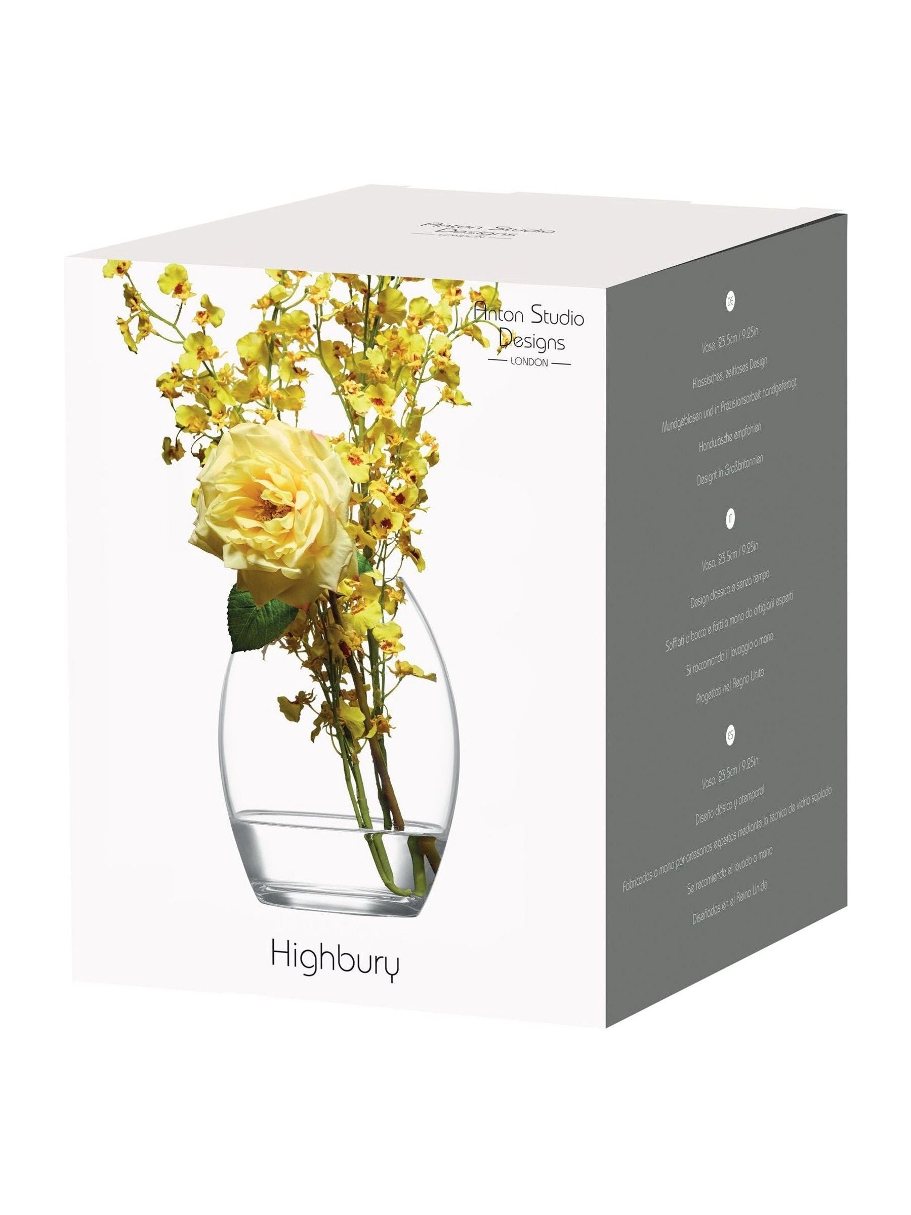 Anton Studio Designs Clear Large Highbury Vase, imported from the UK