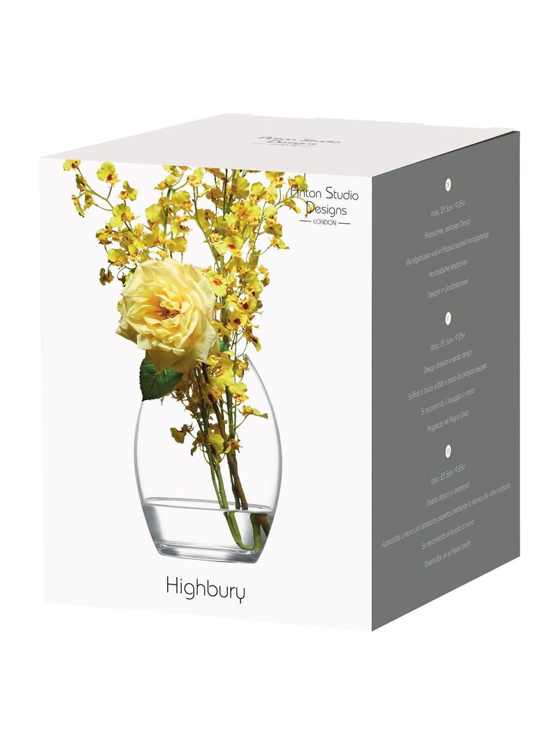 Anton Studio Designs Clear Large Highbury Vase, imported from the UK