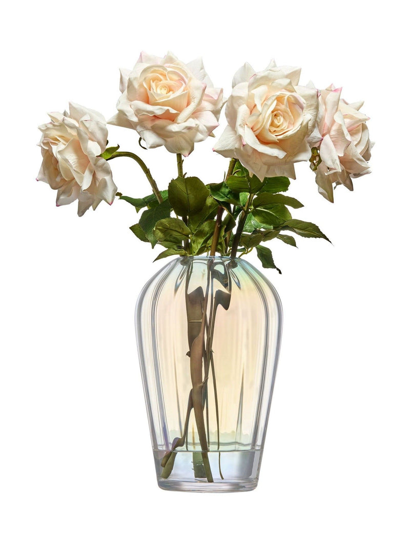 Anton Studio Designs clear glass vase with iridescent lustre (British brand)
