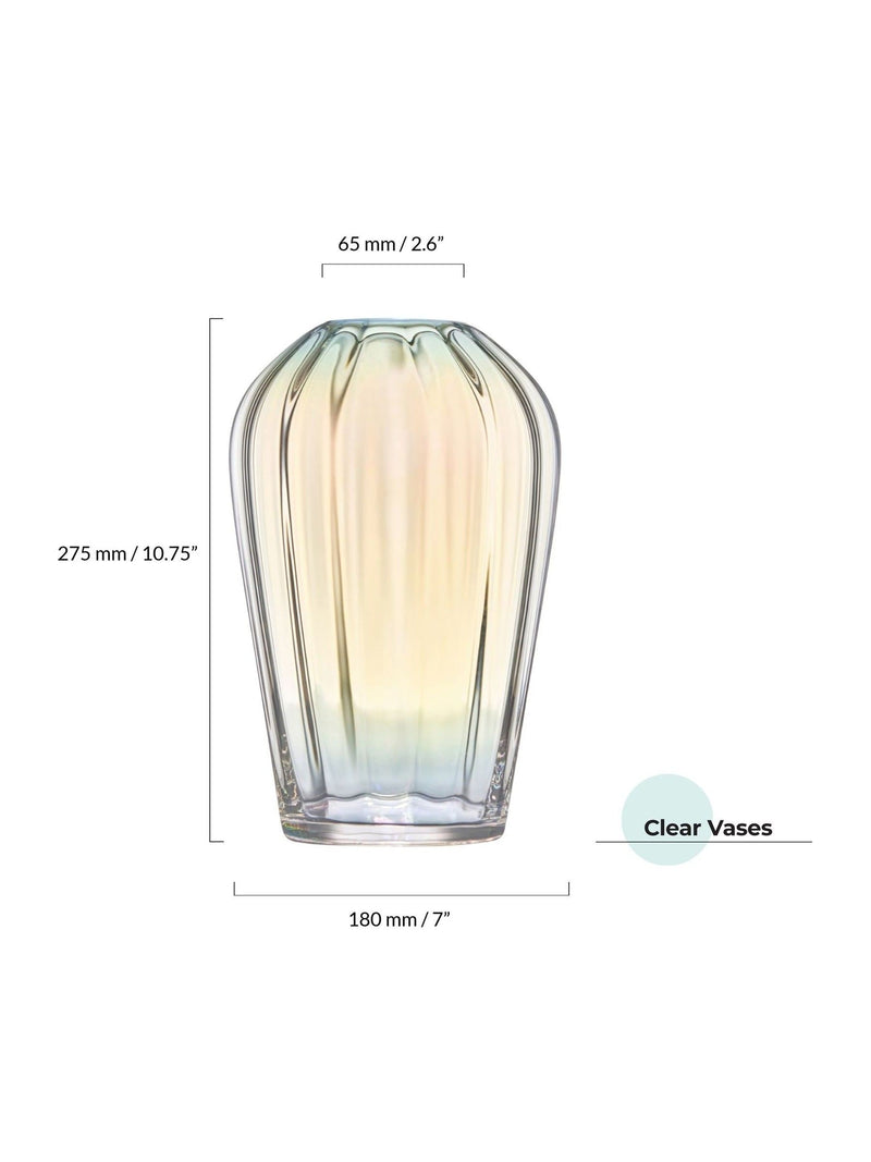 Anton Studio Designs clear glass vase with iridescent lustre (British brand)