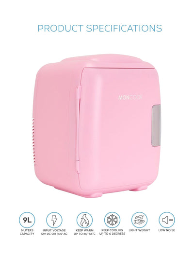 Mini-Kühlschrank in Pink, 9 Liter, Persönliches Kühlgerät