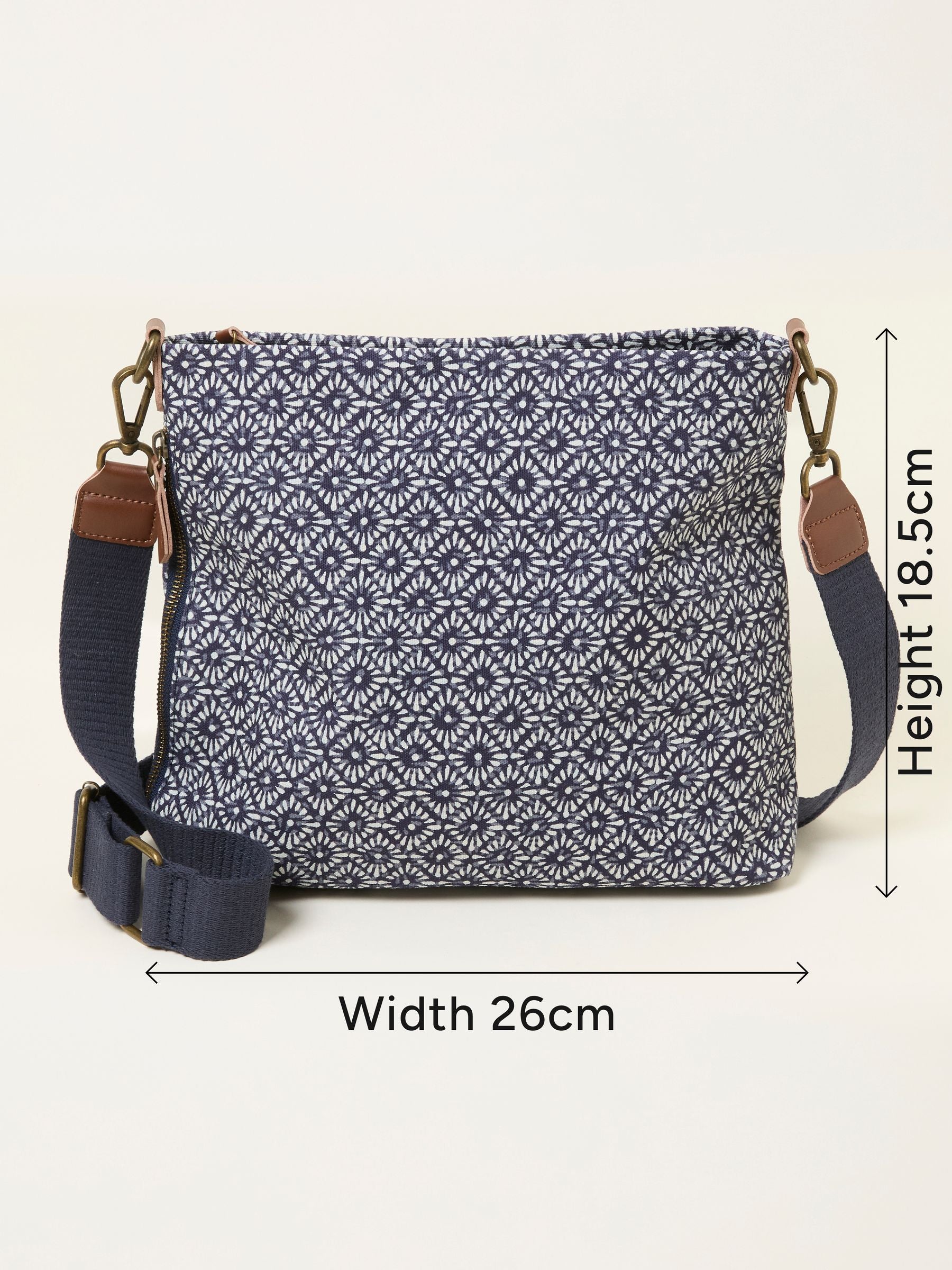 FatFace navy blue geometric crossbody bag, UK version