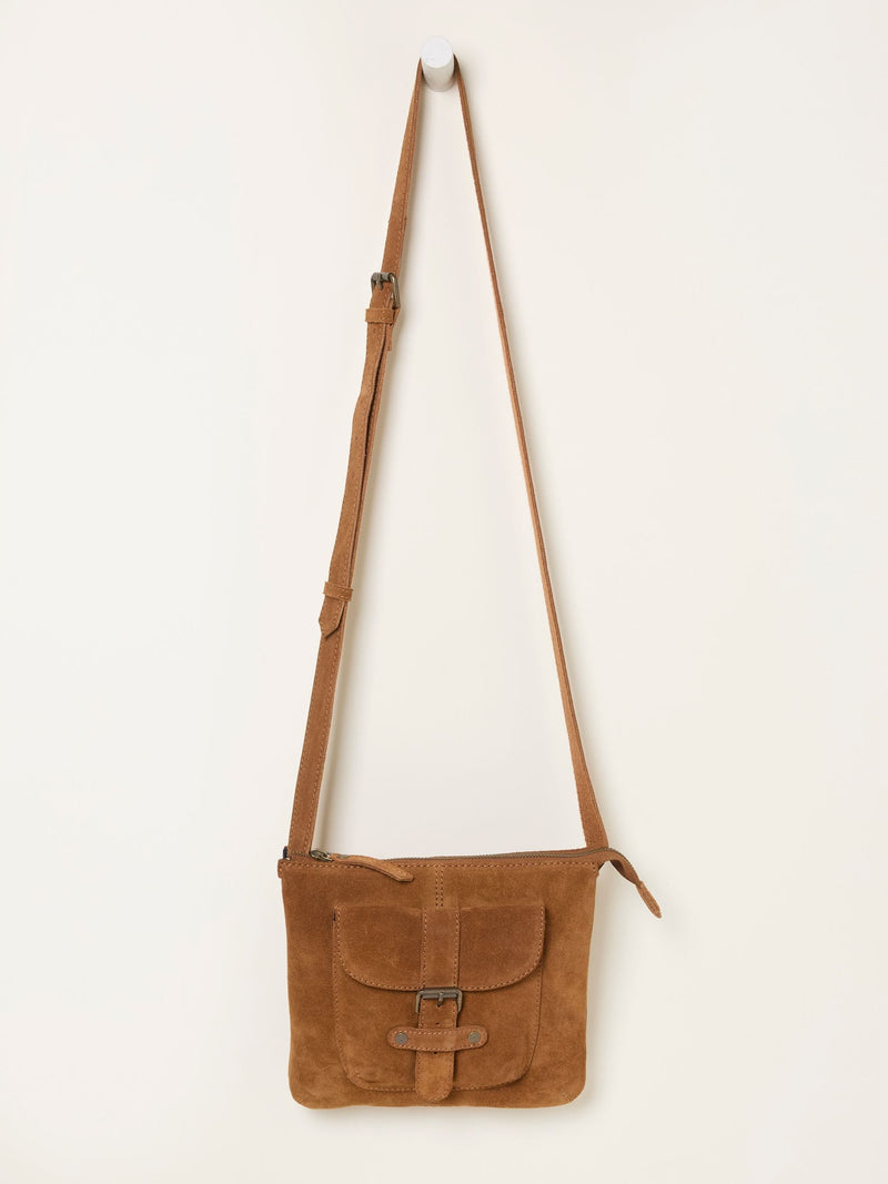 FatFace Libby tan brown suede crossbody bag, UK version