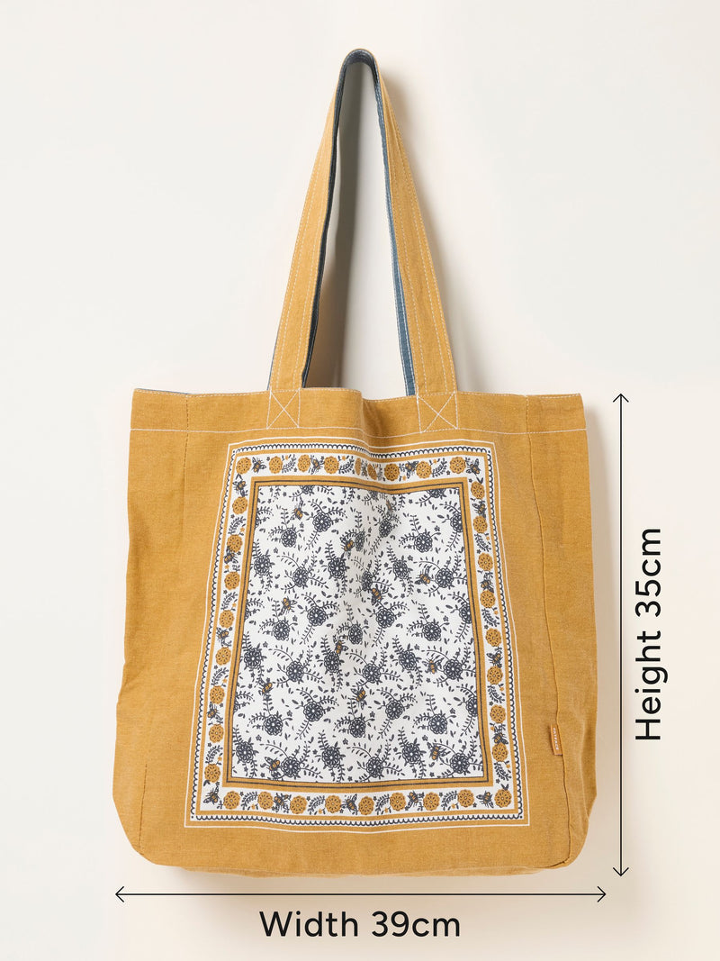 FatFace reversible tote bag bee floral cotton, UK version