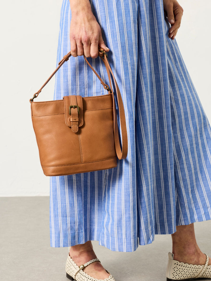 FatFace leather bucket bag tan brown - British product