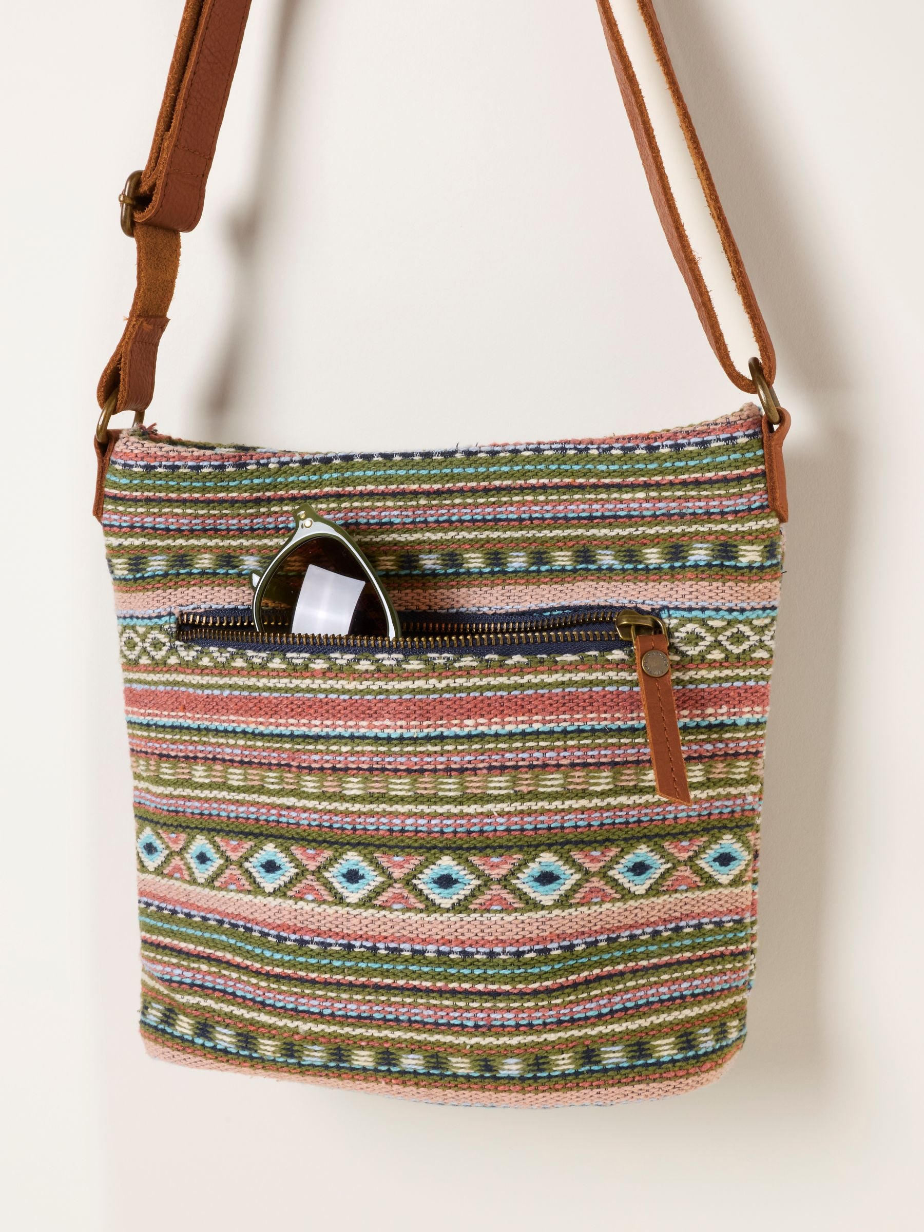 FatFace woven crossbody bag khaki green (British brand)