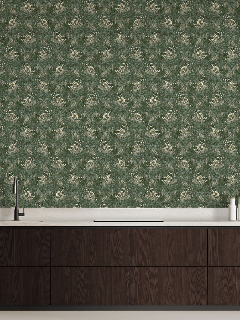 Laurence Llewelyn-Bowen green floral print wallpaper - British product