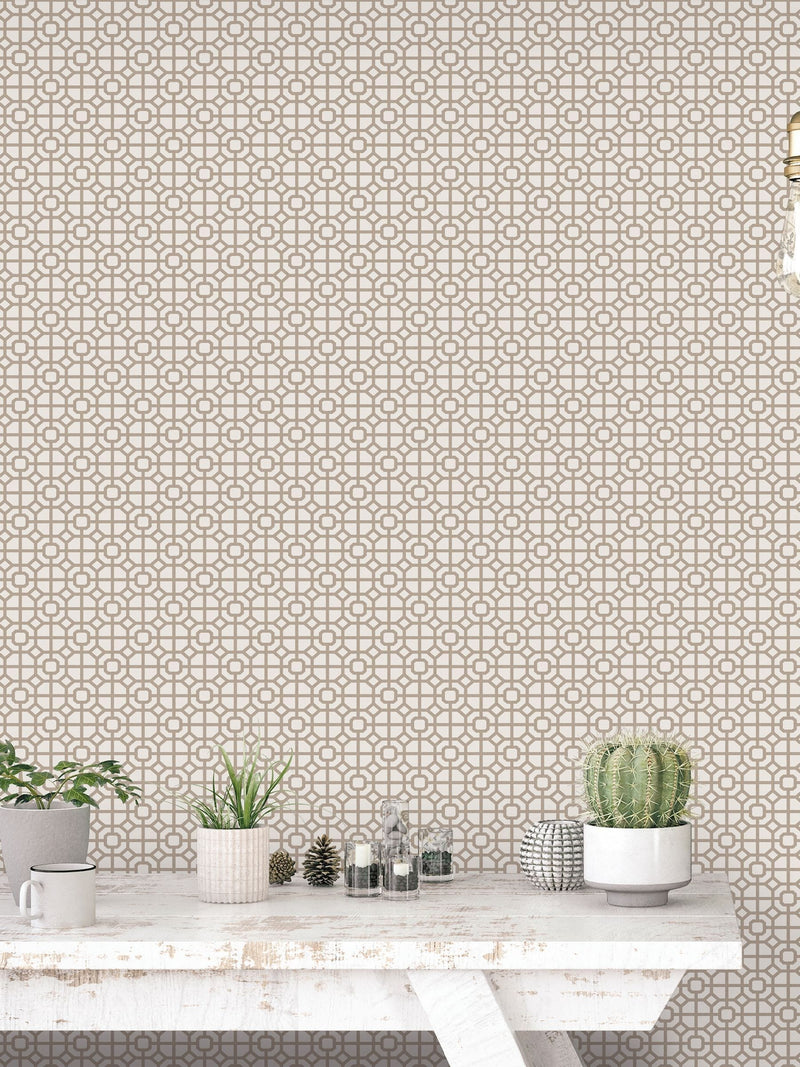 Galerie Bronze Brown Spring Blossom Lattice wallpaper 10m - British product