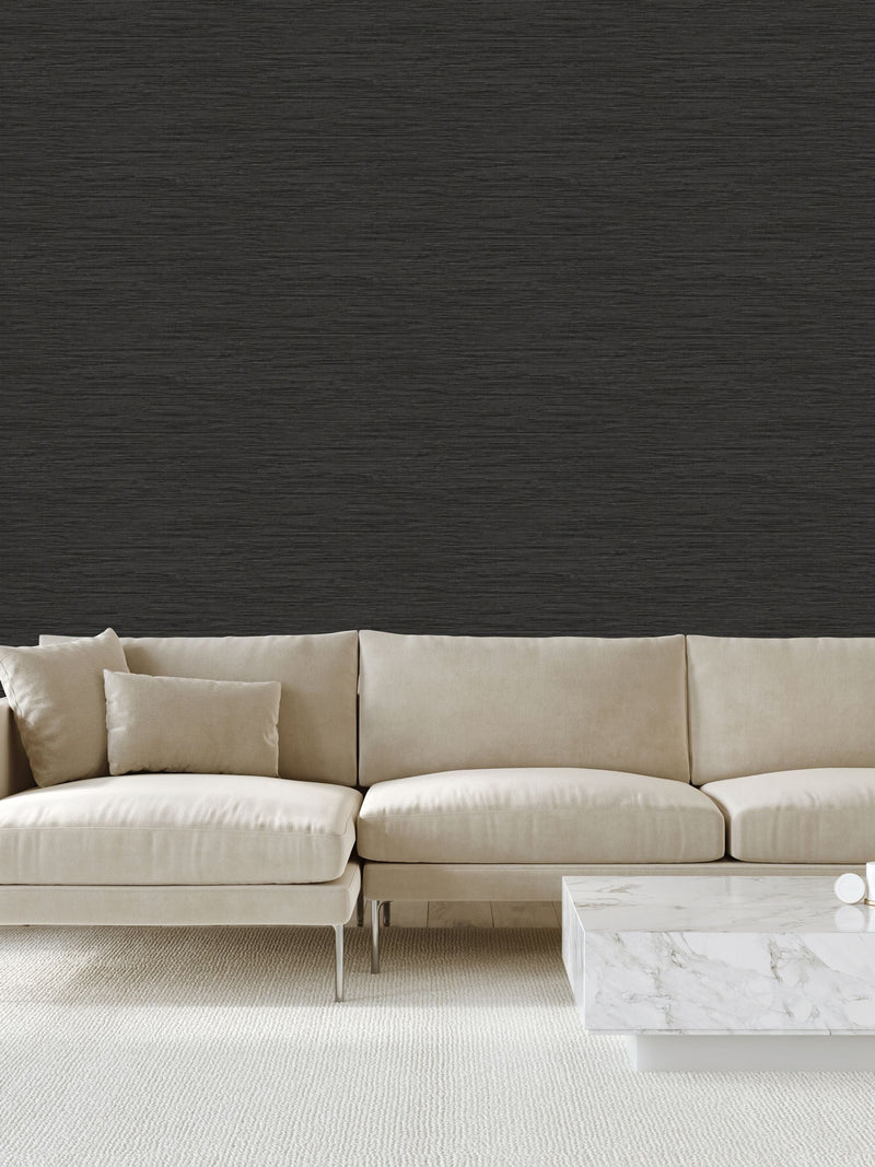 Style Sisters Black Grasscloth 10M Wallpaper