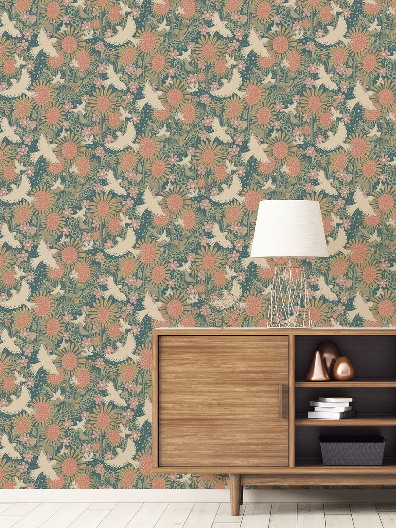 Galerie Pink Sommarang 2 Floral Print 10M Wallpaper